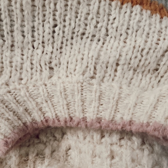 Rebecca Taylor Fluffy Stripe Cream Pink Blue and Brown Sweater Size Small - Picture 7 of 8